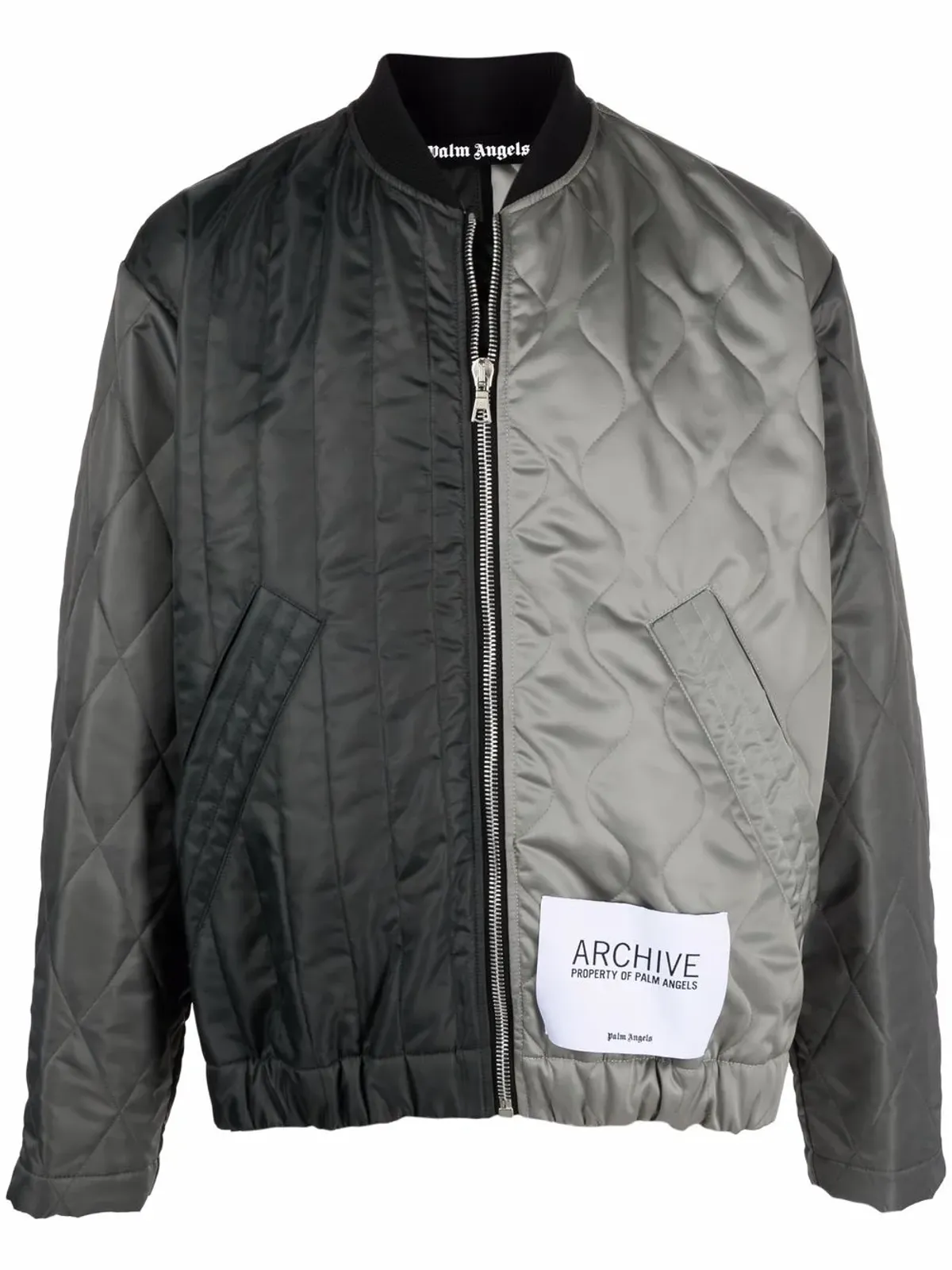 Palm Angels logo-print panelled bomber jacket - Grey - 画像1