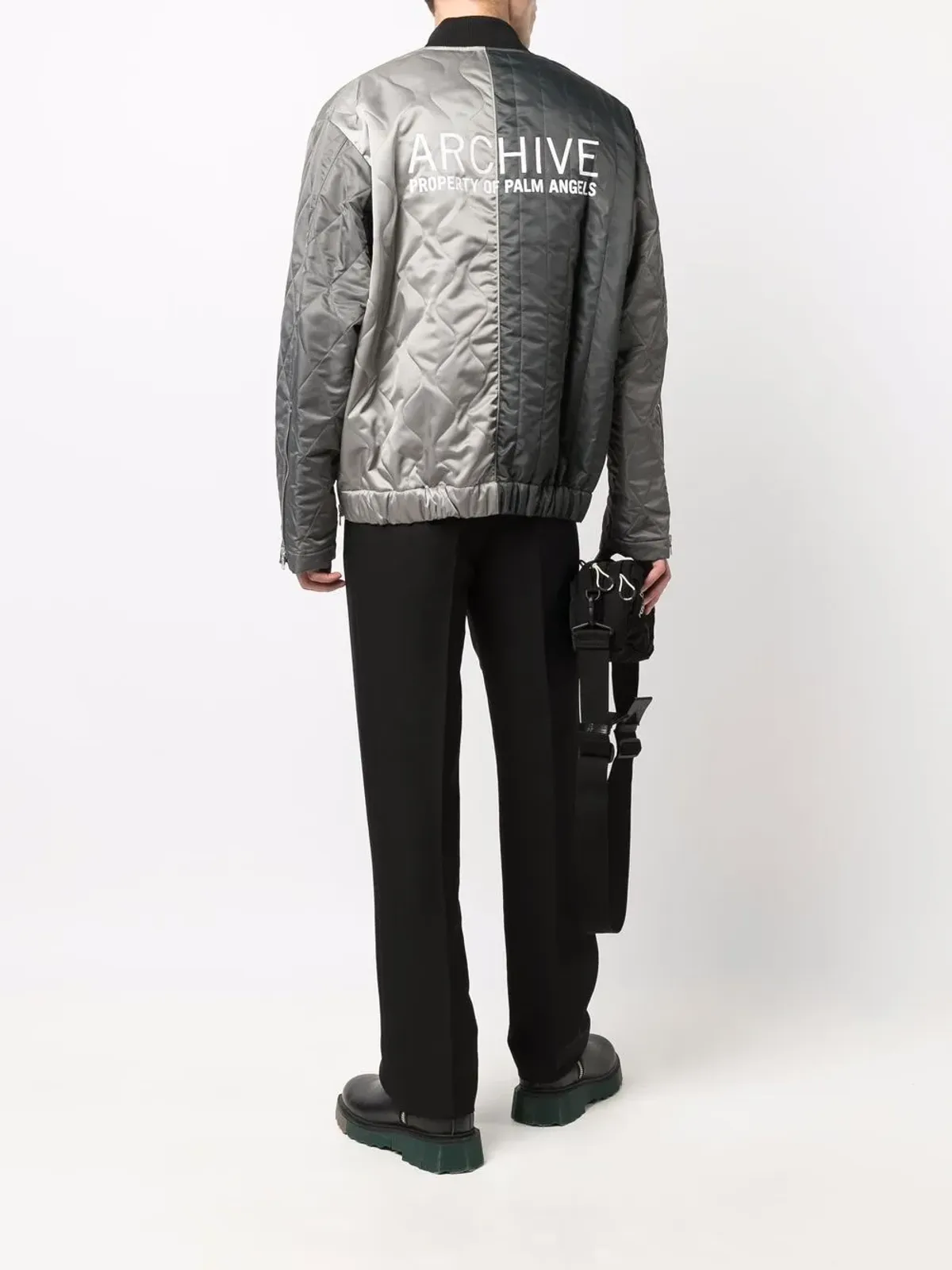 Palm Angels logo-print panelled bomber jacket - Grey - 画像2