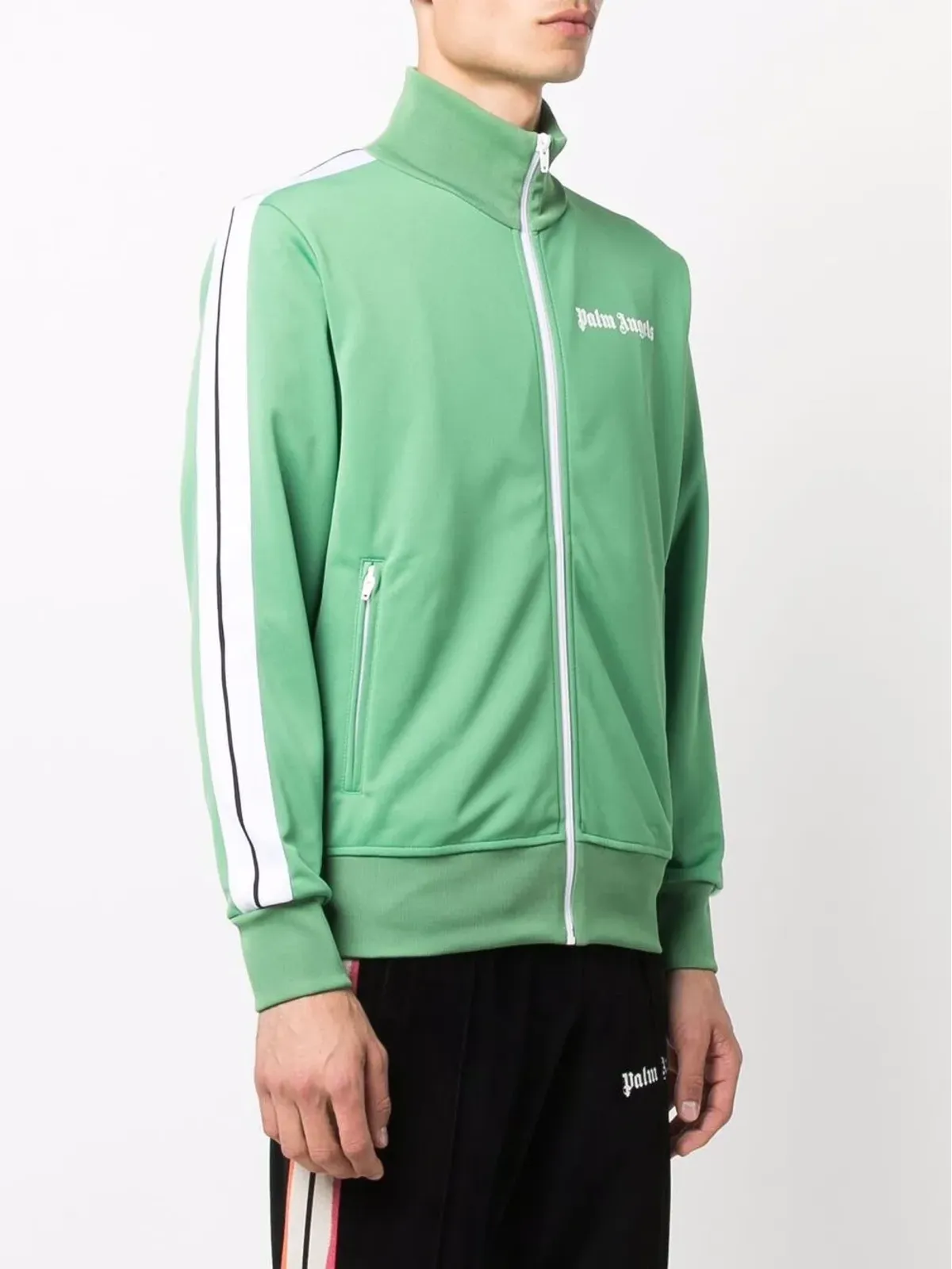 Palm Angels ロゴプリントジップフロント トラックジャケット グリーン - 画像3