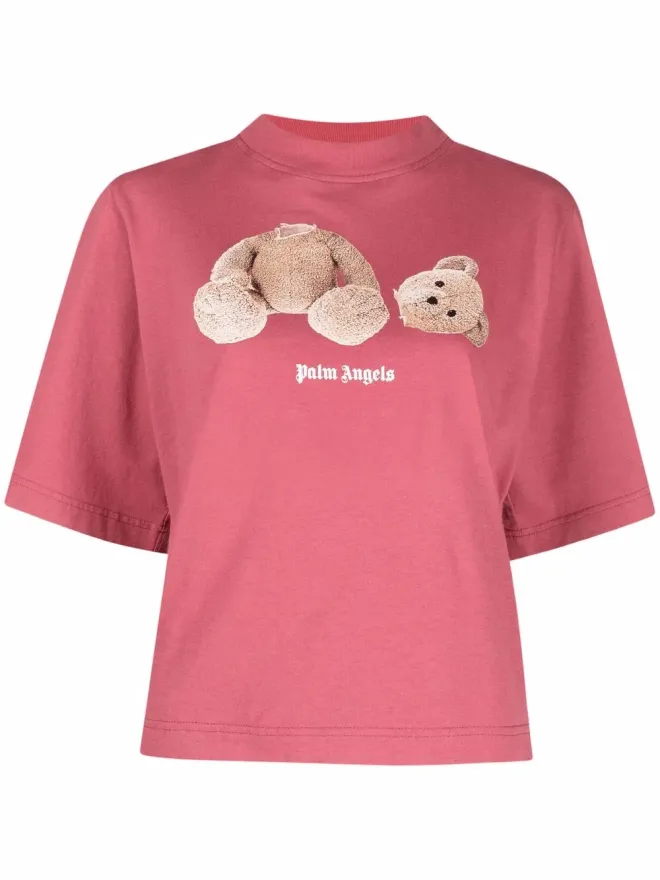 Palm Angels Palm Angels ベアプリント・クロップドTシャツ - ピンクの商品画像