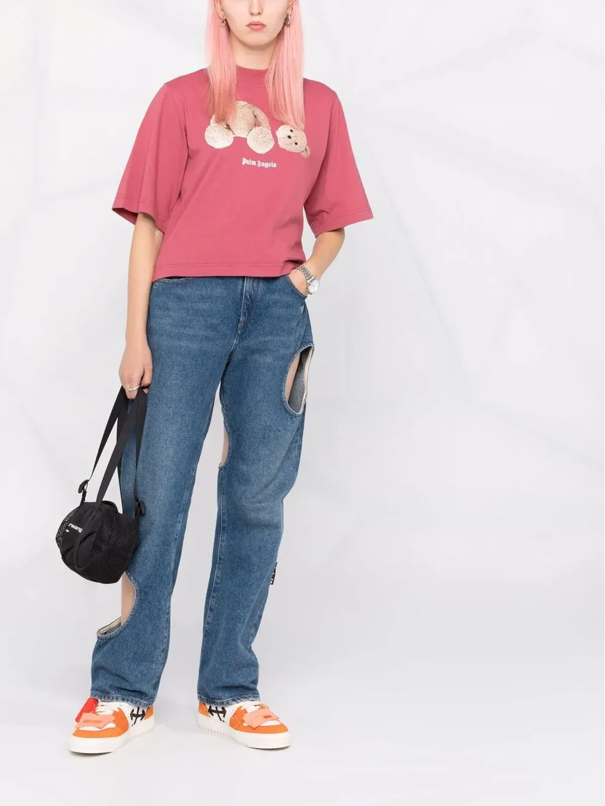 Palm Angels ベアプリント・クロップドTシャツ - ピンク - 画像2