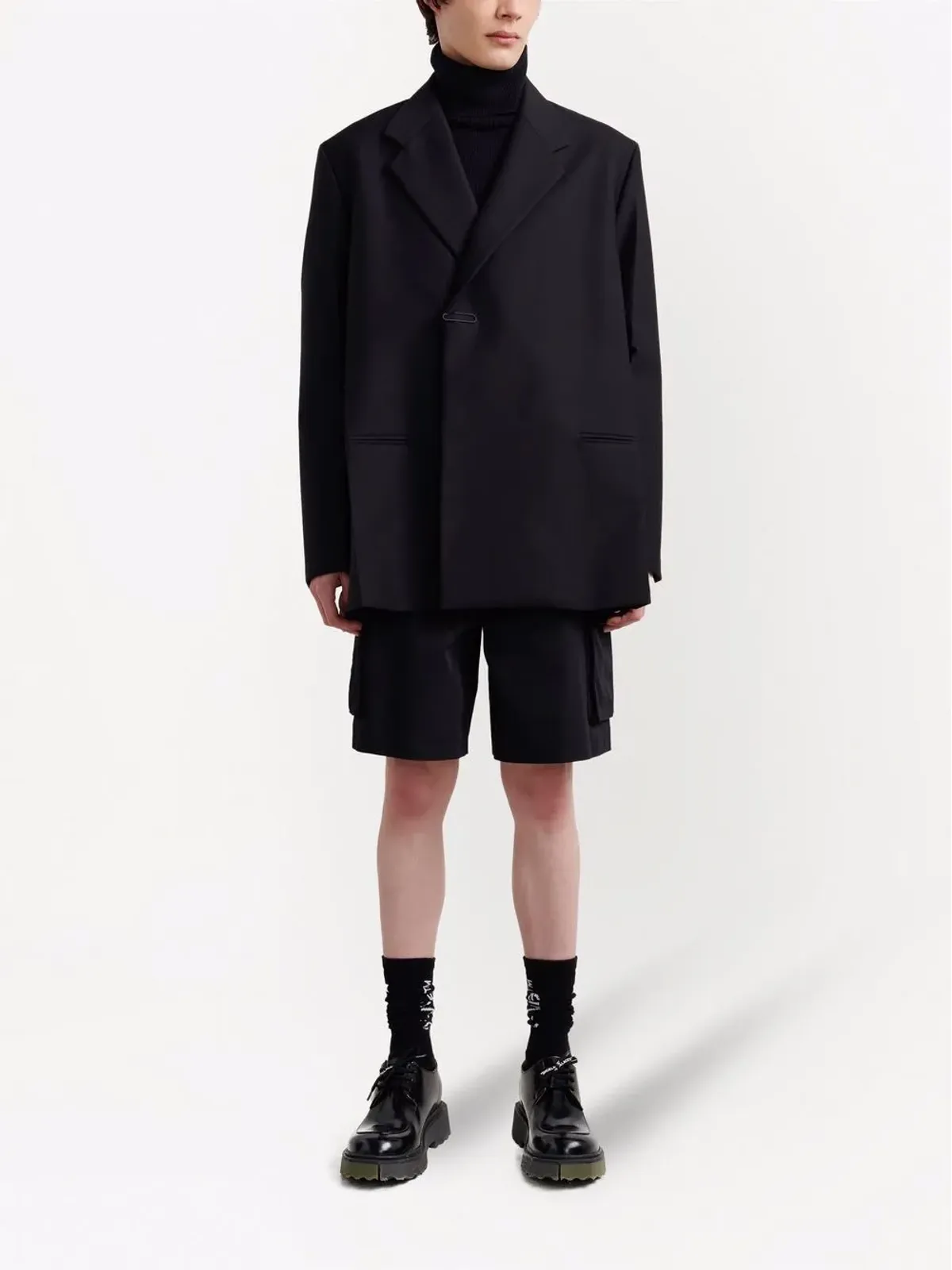 Off-White crease double breasted blazer - Black - 画像2