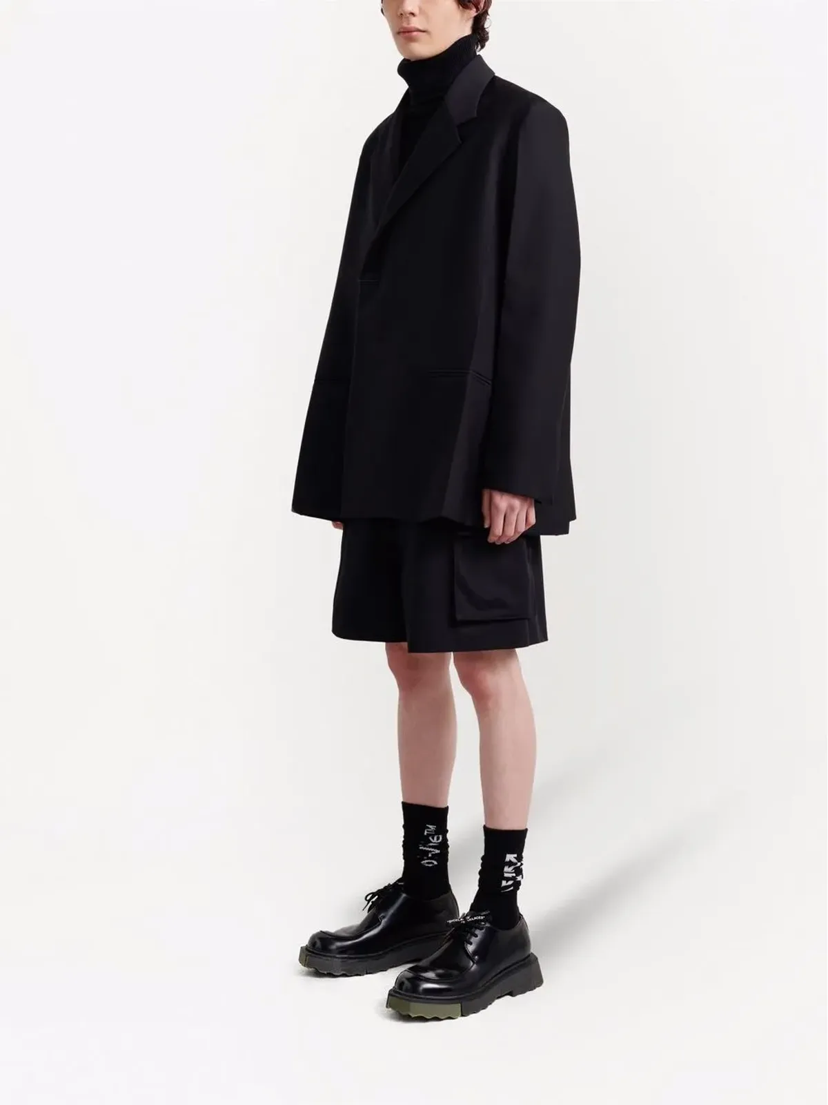 Off-White crease double breasted blazer - Black - 画像3