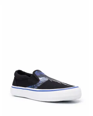 COUNTY OF MILAN Wings-print slip-on sneakers - Black - サムネイル2