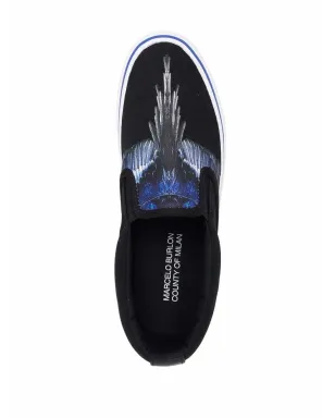 COUNTY OF MILAN Wings-print slip-on sneakers - Black - サムネイル4