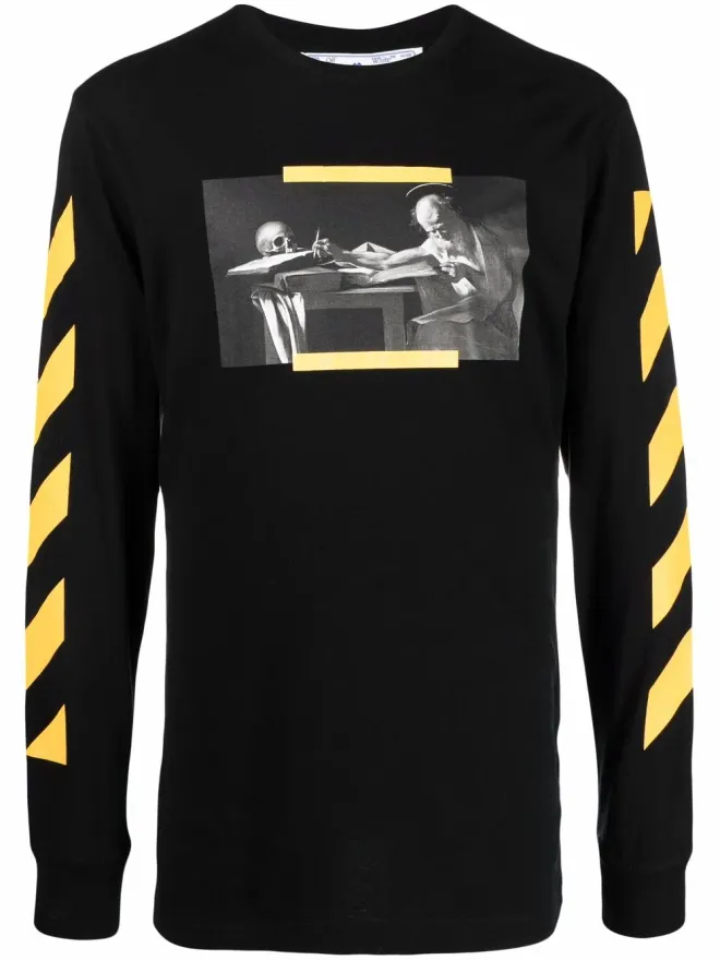 OFF-WHITE Off-White Caravaggio print long-sleeve T-shirt - Blackの商品画像