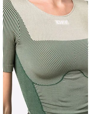 Off-White shiny seamless logo-knit fitted T-shirt - Green - サムネイル5