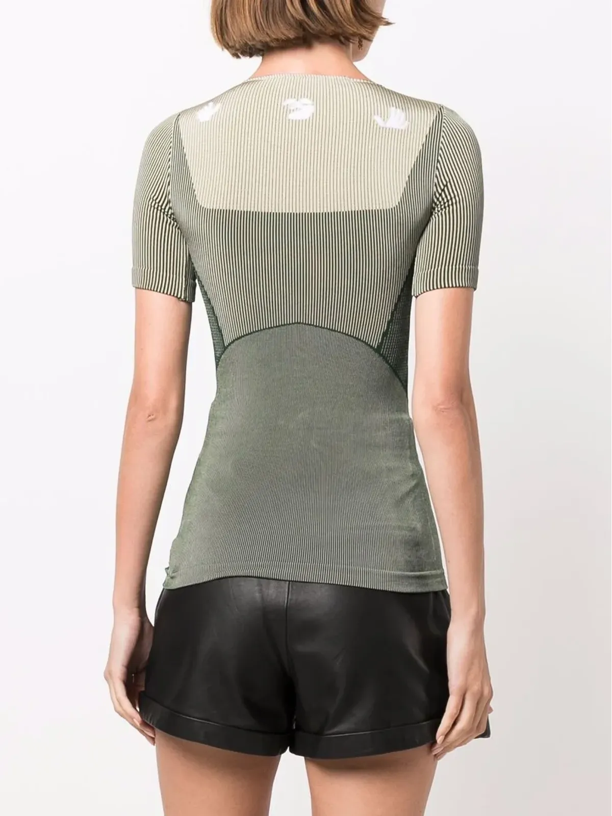 Off-White shiny seamless logo-knit fitted T-shirt - Green - 画像4