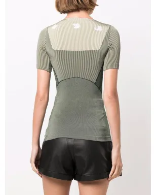 Off-White shiny seamless logo-knit fitted T-shirt - Green - サムネイル4