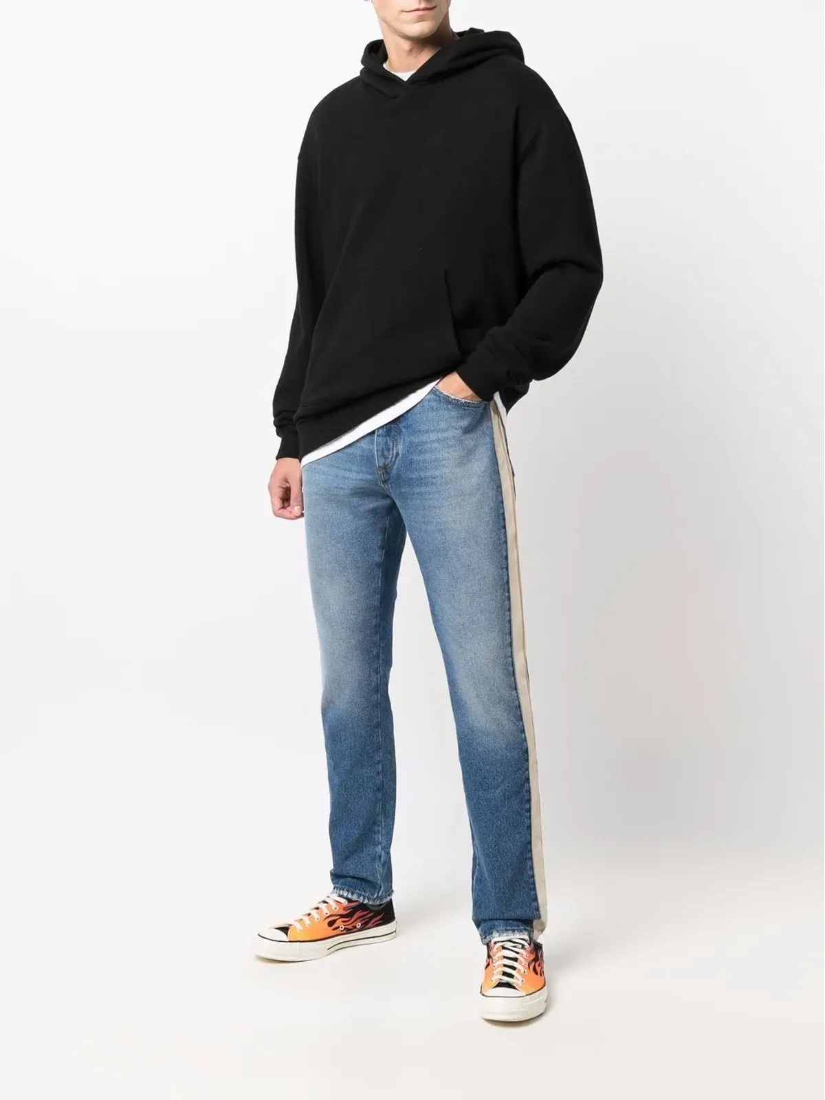 Palm Angels side-stripe straight-leg jeans - Blue - 画像2