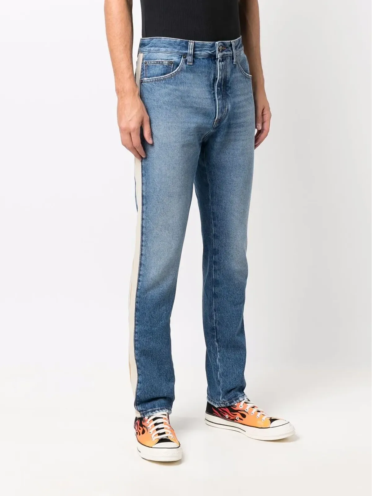 Palm Angels side-stripe straight-leg jeans - Blue - 画像3