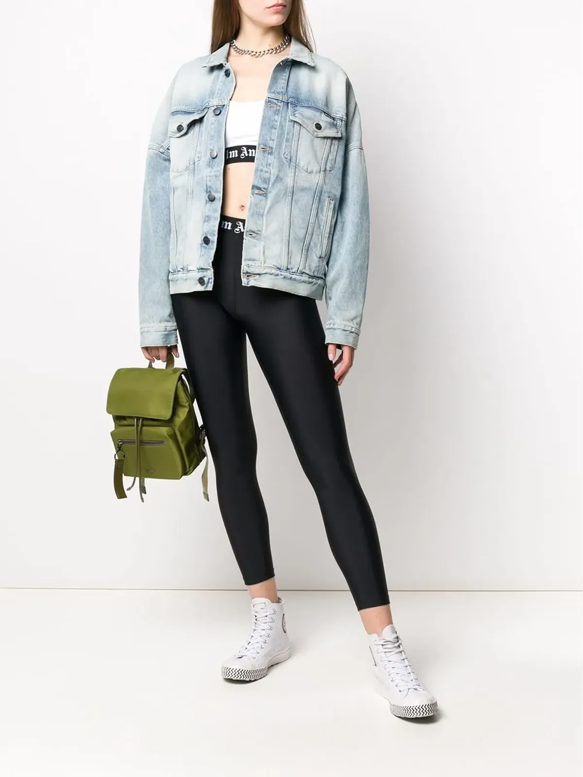 Palm Angels ロゴウエストバンド クロップドレギンス - 画像2