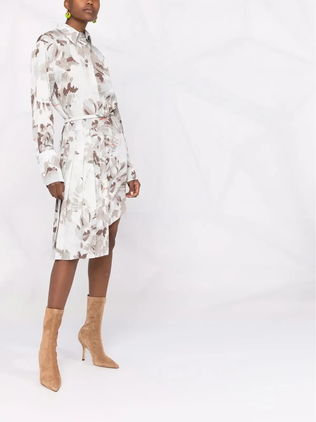 Off-White アシンメトリックフローラルシャツドレス - 画像4