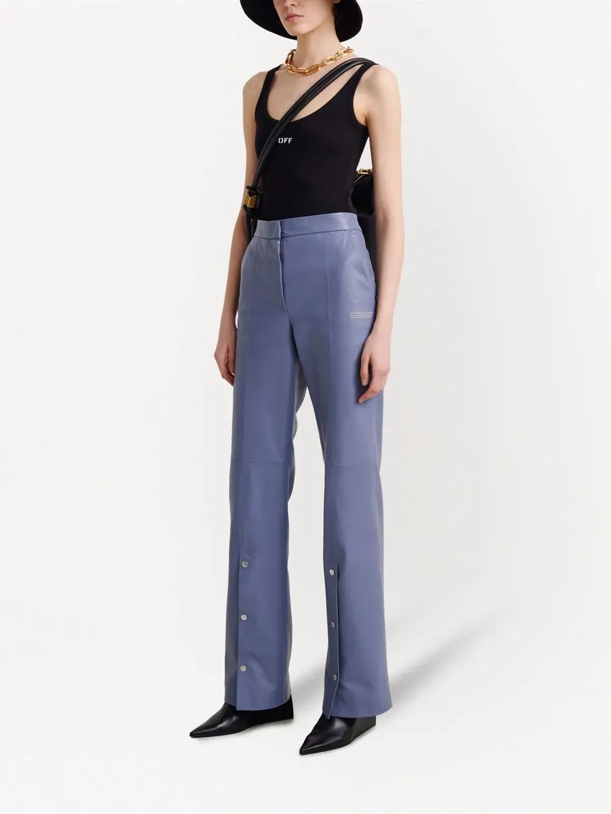Off-White スナップ・スプリット・フレアパンツ - 画像3