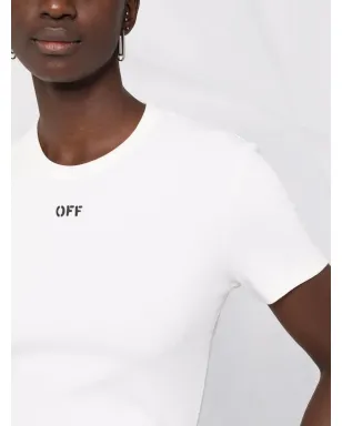 Off-White リブ編み ロゴプリント Tシャツ - サムネイル3