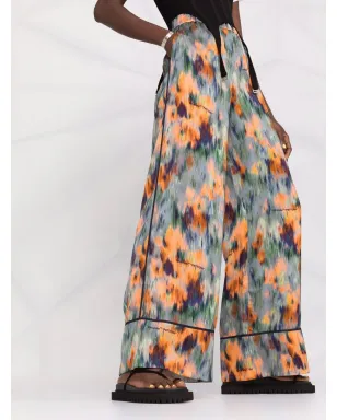 Off-White 花柄プリントのワイドレッグパンツ - オレンジ - サムネイル5