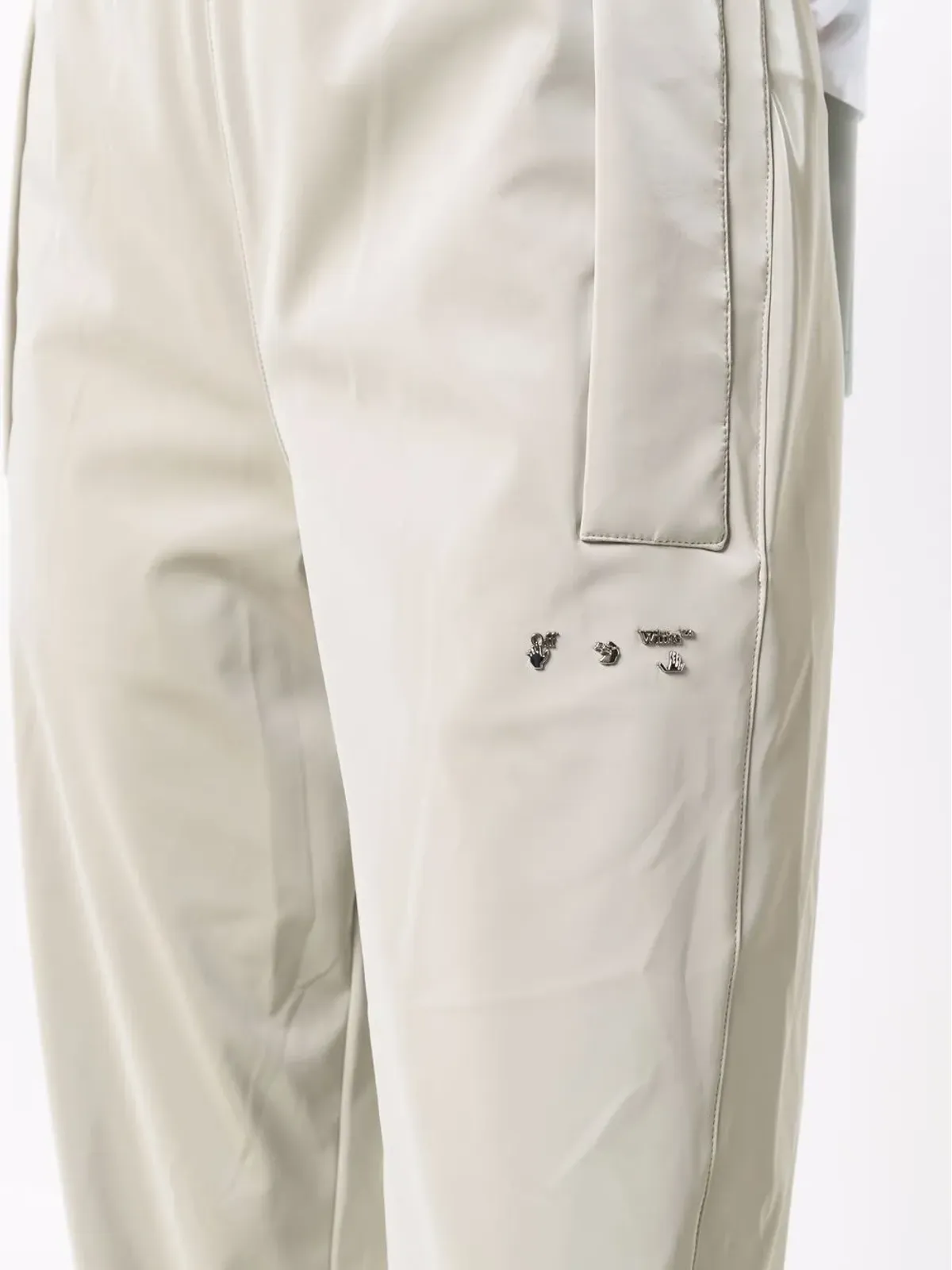 Off-White Hands Off ロゴ トラックパンツ（ニュートラルカラー） - 画像5