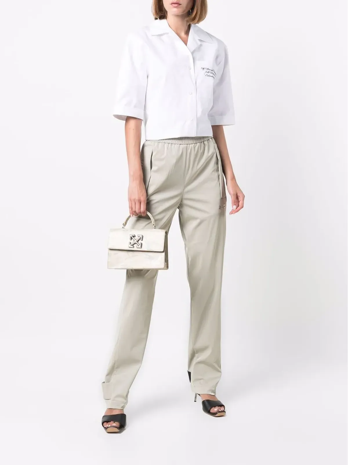 Off-White Hands Off ロゴ トラックパンツ（ニュートラルカラー） - 画像2
