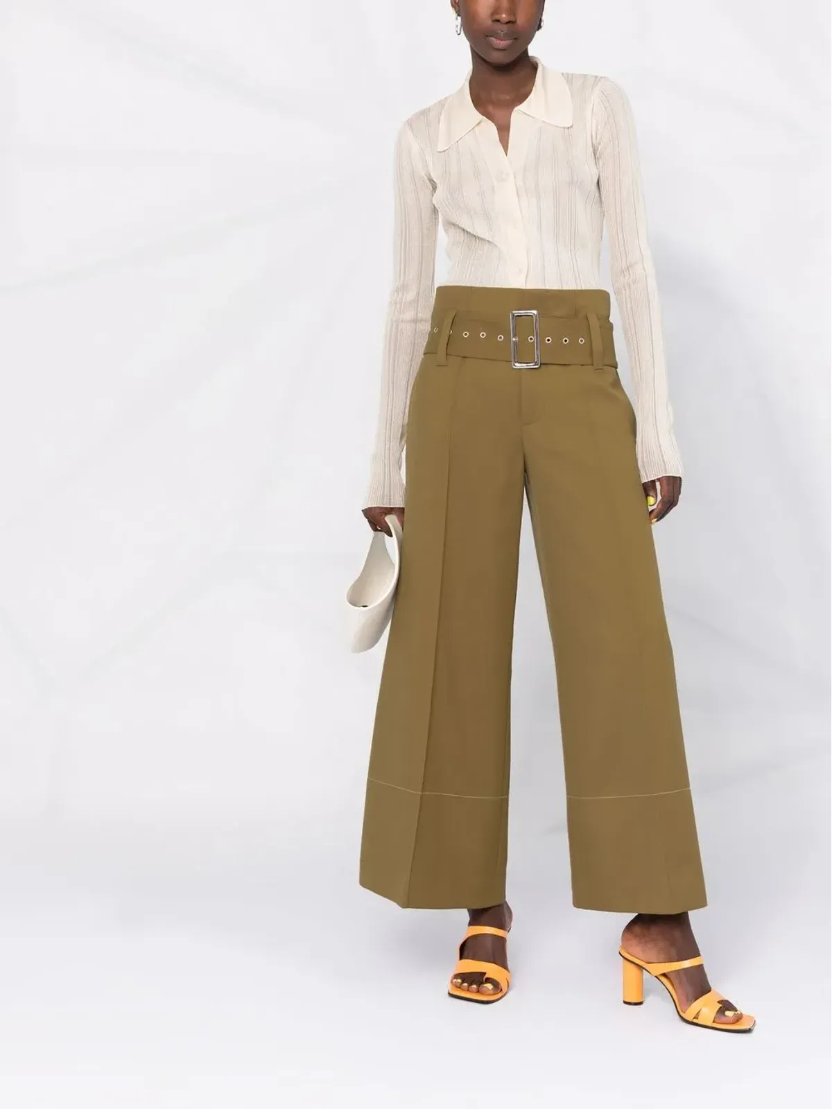 10 CORSO COMO ハイウエストベルト付きワイドレッグパンツ - 画像2