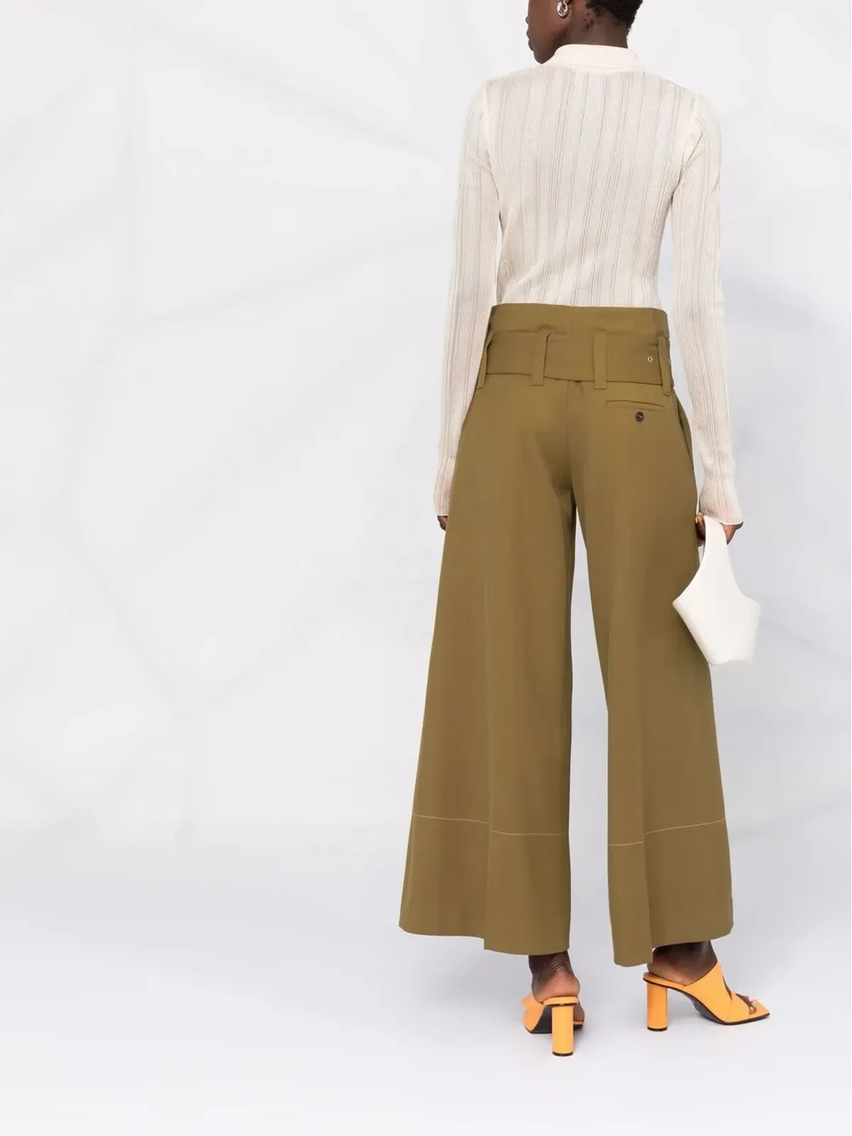 10 CORSO COMO ハイウエストベルト付きワイドレッグパンツ - 画像4