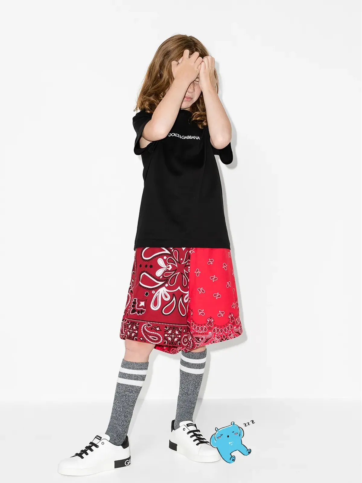 Dolce & Gabbana Kids ロゴプリント 半袖 コットン Tシャツ（ブラック） - 画像2