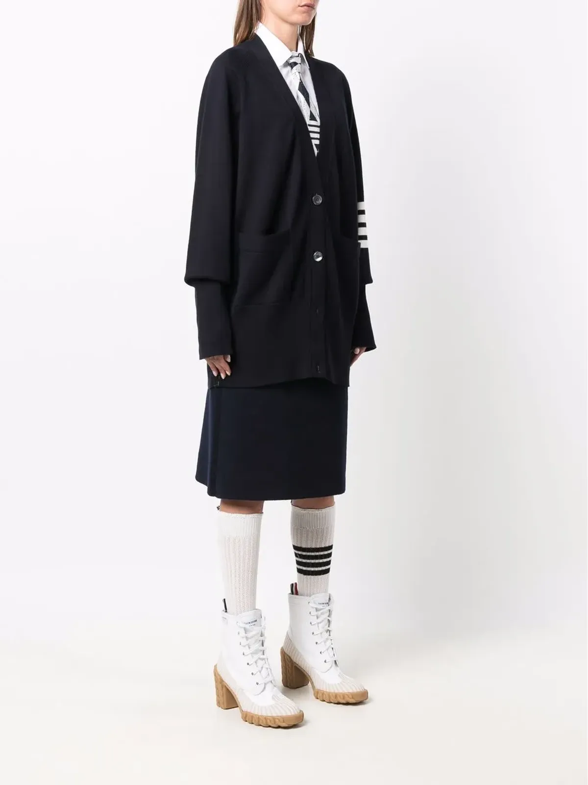 Thom Browne 4-Bar編みカーディガン - 画像3