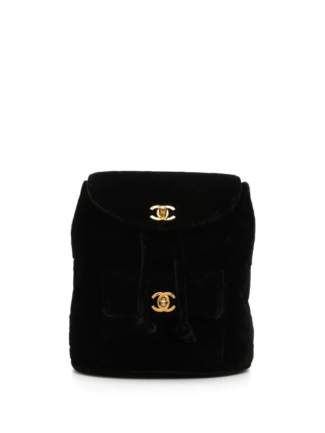 CHANEL Pre-Owned CHANEL ビンテージ 1990 Duma ダイヤモンドキルティング バックパック - ブラックの商品画像