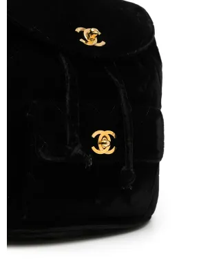 CHANEL ビンテージ 1990 Duma ダイヤモンドキルティング バックパック - ブラック - サムネイル4