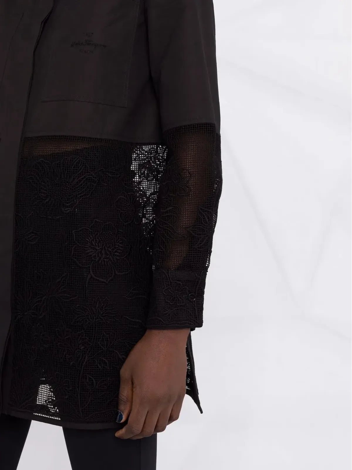 Ferragamo ロングライン コルドネット レースシャツ - 画像5