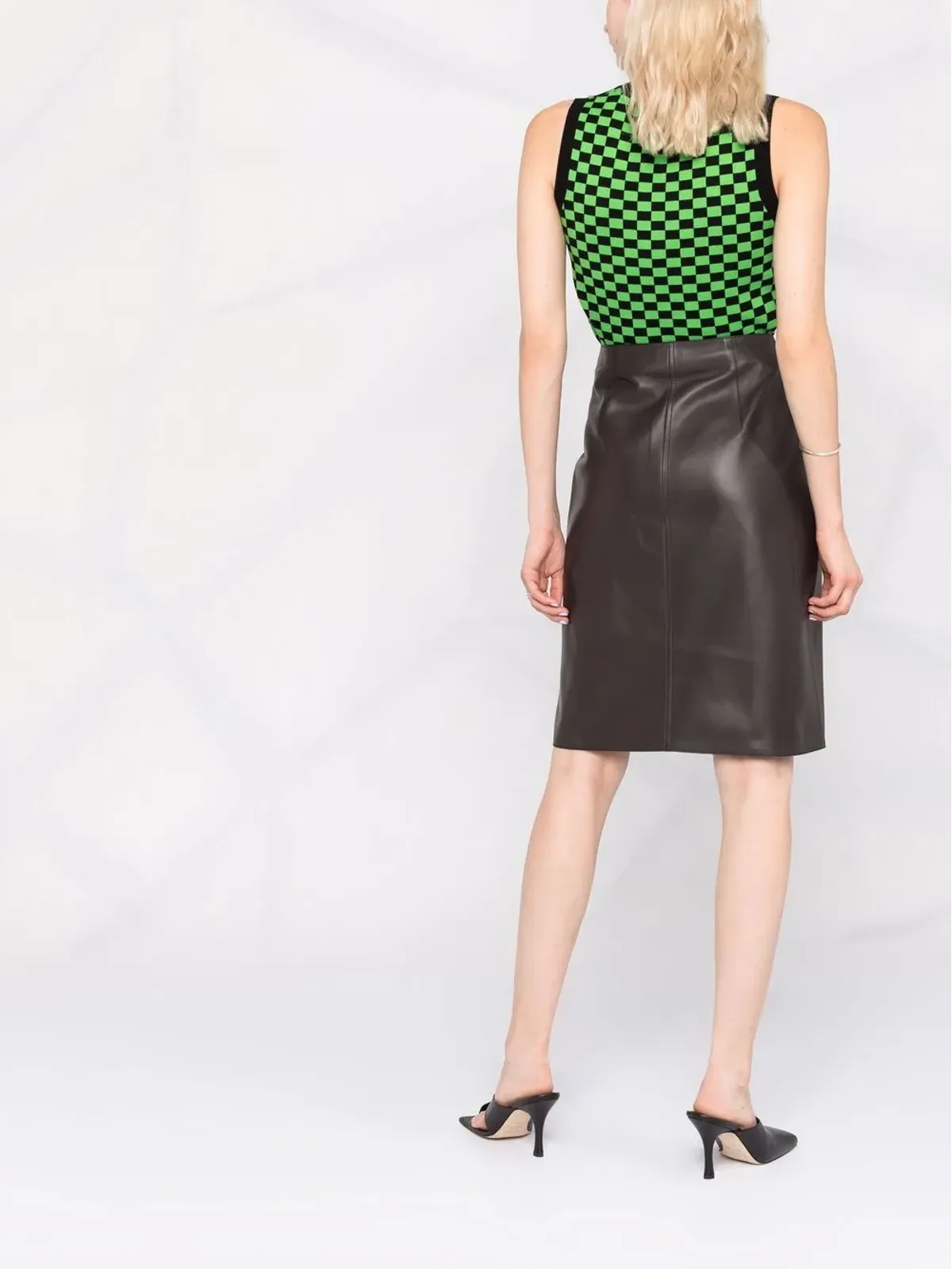 Ferragamo スリムレザー ミディスカート - 画像3