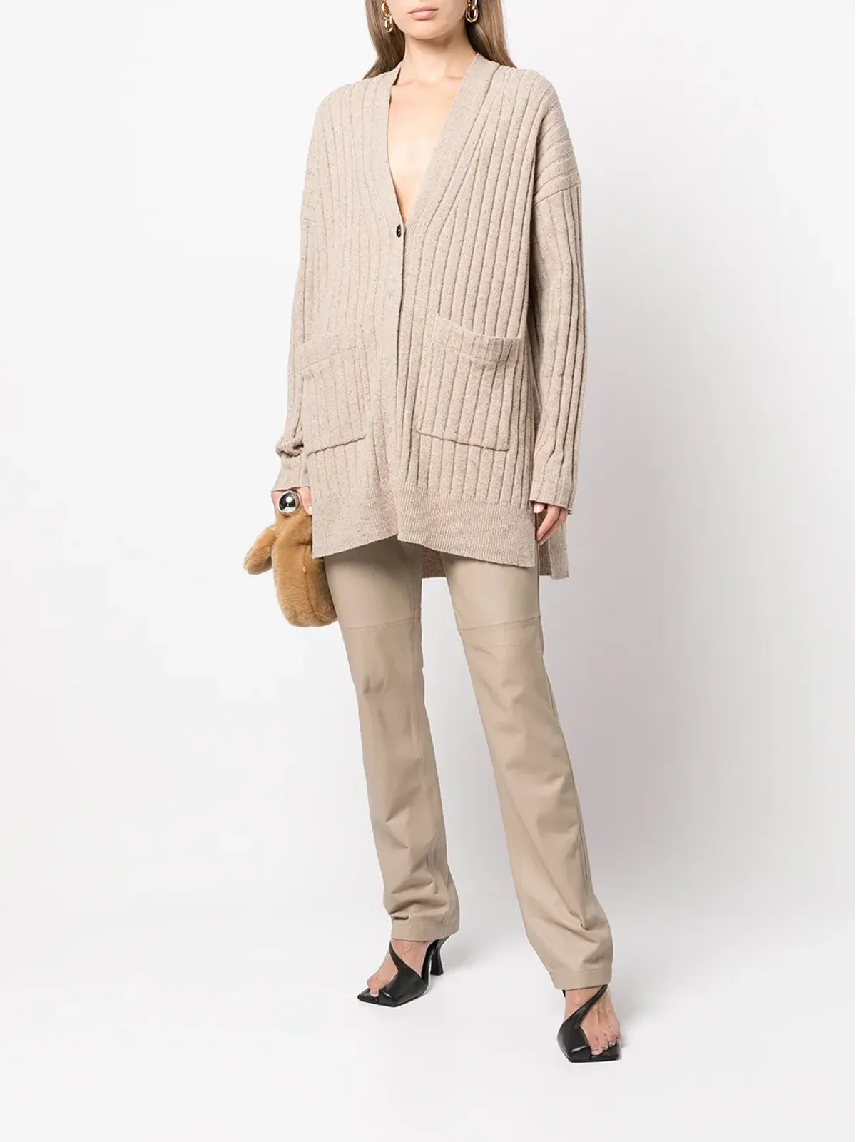 Proenza Schouler White Label リブ編みVネックカーディガン - 画像3