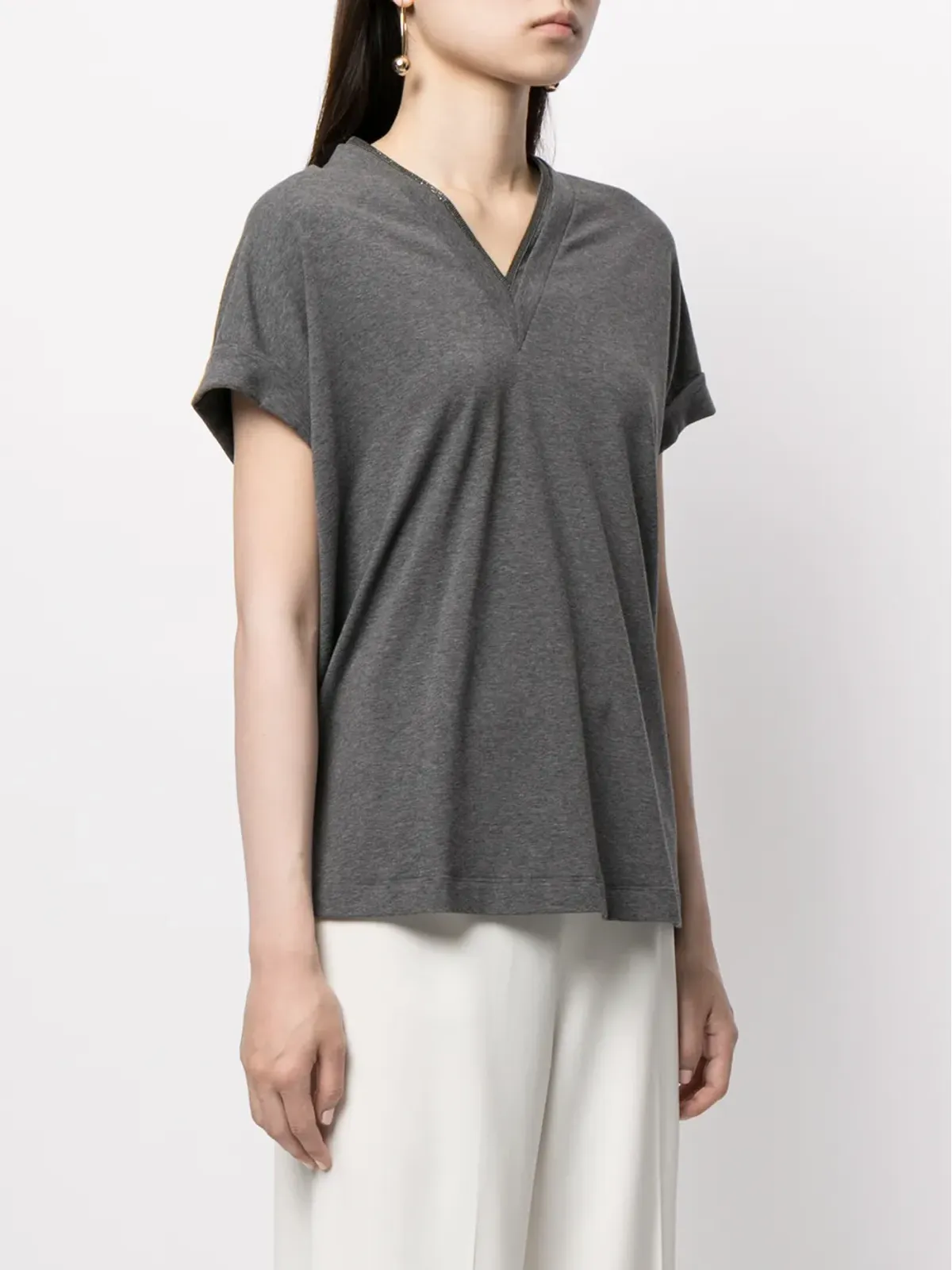 Brunello Cucinelli キャップスリーブニットトップ - 画像3
