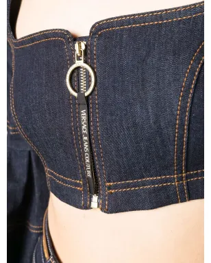 Versace Jeans Couture フラウンス袖クロップドトップ - ブルー - サムネイル5