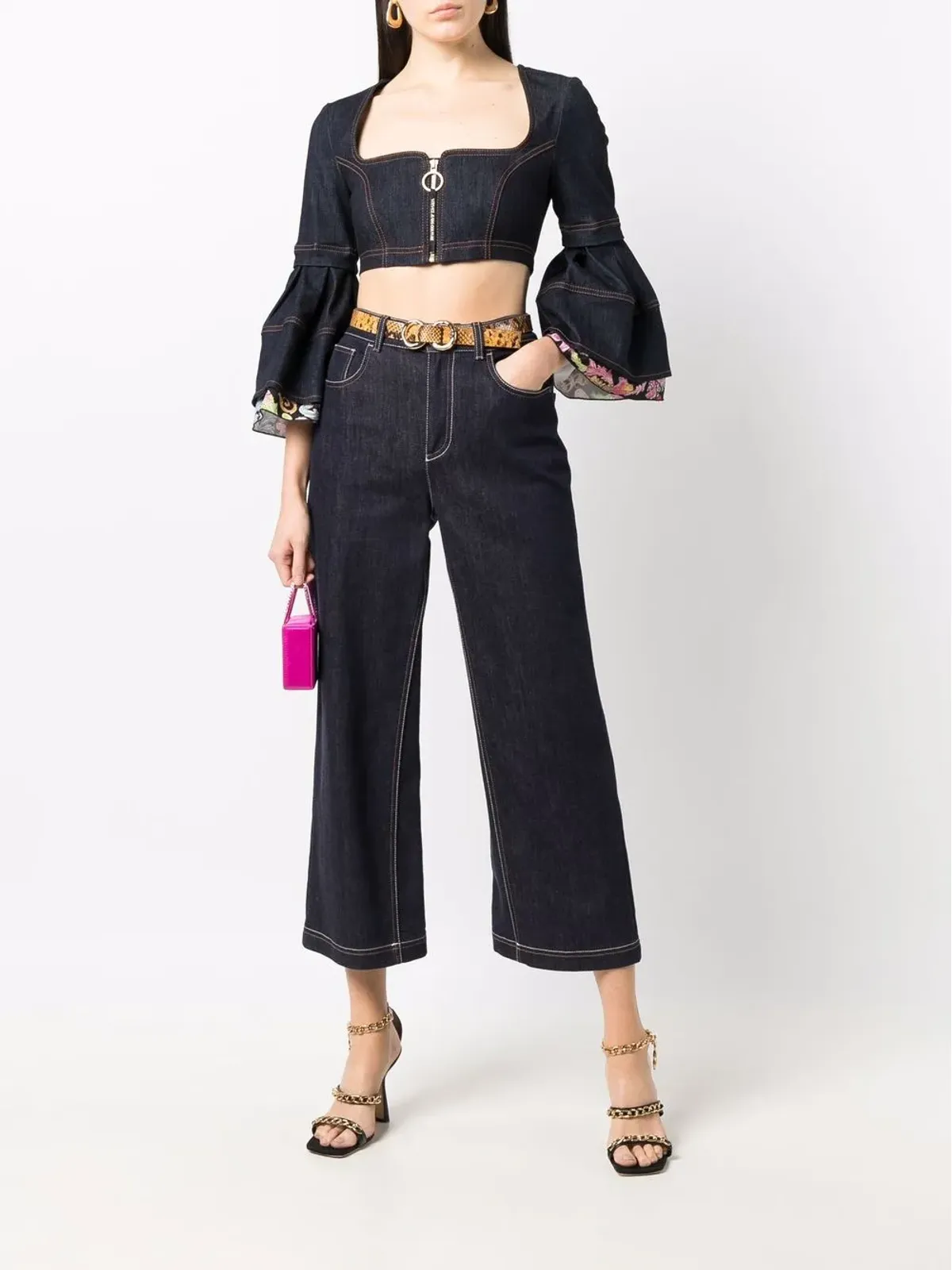 Versace Jeans Couture フラウンス袖クロップドトップ - ブルー - 画像2