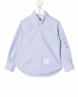 Thom Browne Kids ストライプ柄コットンシャツ ブルー - サムネイル1