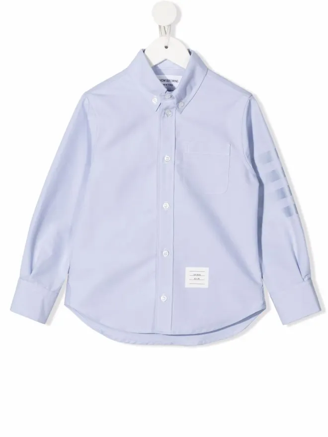 Thom Browne Kids Thom Browne Kids ストライプ柄コットンシャツ ブルーの商品画像