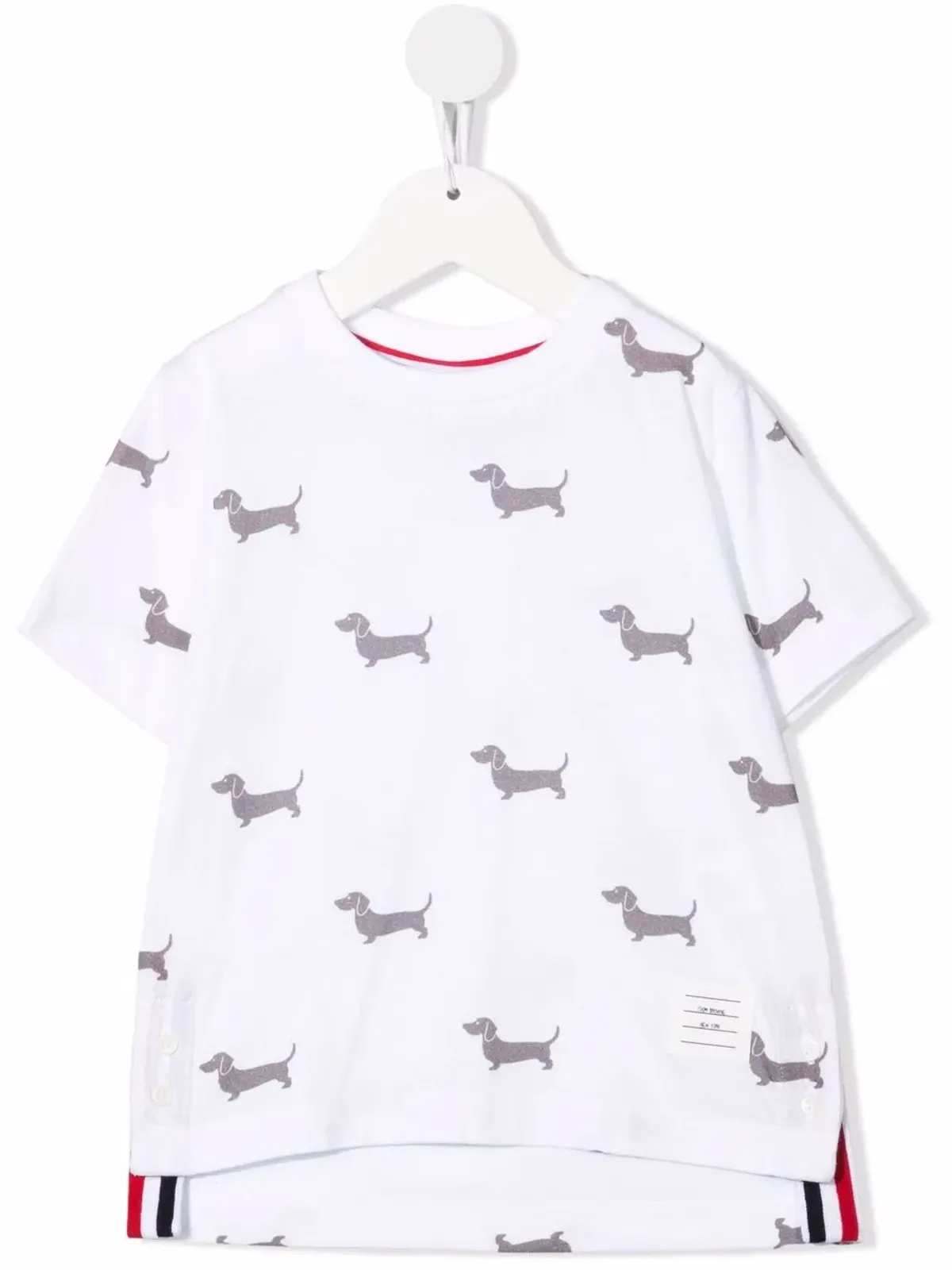 Thom Browne Kids 犬プリント コットン Tシャツ - White - 画像1