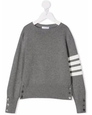 Thom Browne Kids ストライプ柄コットンセーター - グレー - サムネイル1