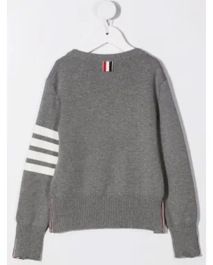 Thom Browne Kids ストライプ柄コットンセーター - グレー - サムネイル2