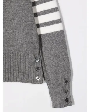 Thom Browne Kids ストライプ柄コットンセーター - グレー - サムネイル3