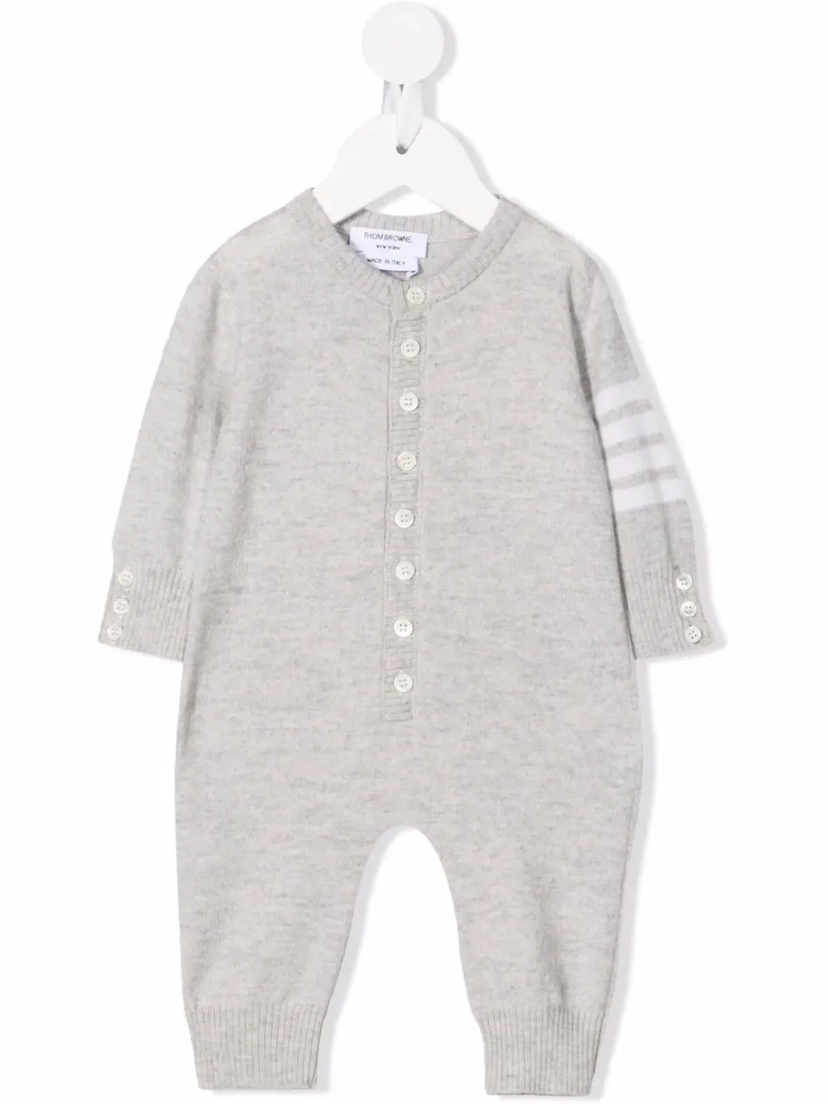 Thom Browne Kids ストライプ柄ウール混紡 ロンパース（グレー） - 画像1