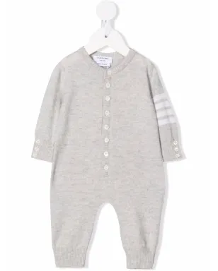 Thom Browne Kids ストライプ柄ウール混紡 ロンパース（グレー） - サムネイル1