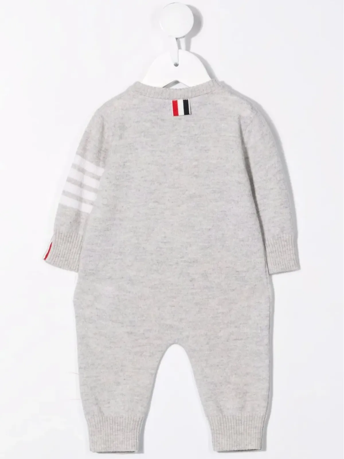 Thom Browne Kids ストライプ柄ウール混紡 ロンパース（グレー） - 画像2