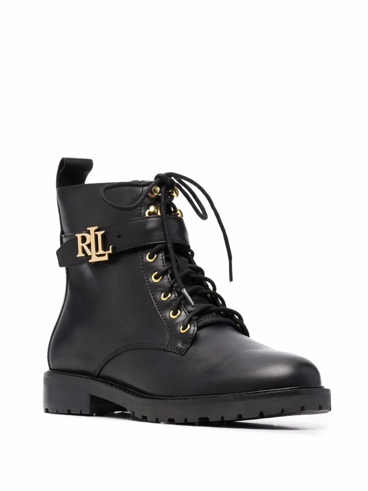 Lauren Ralph Lauren バーンッシュド ロゴプレート レースアップ レザー ブーツ - ブラック - 画像2