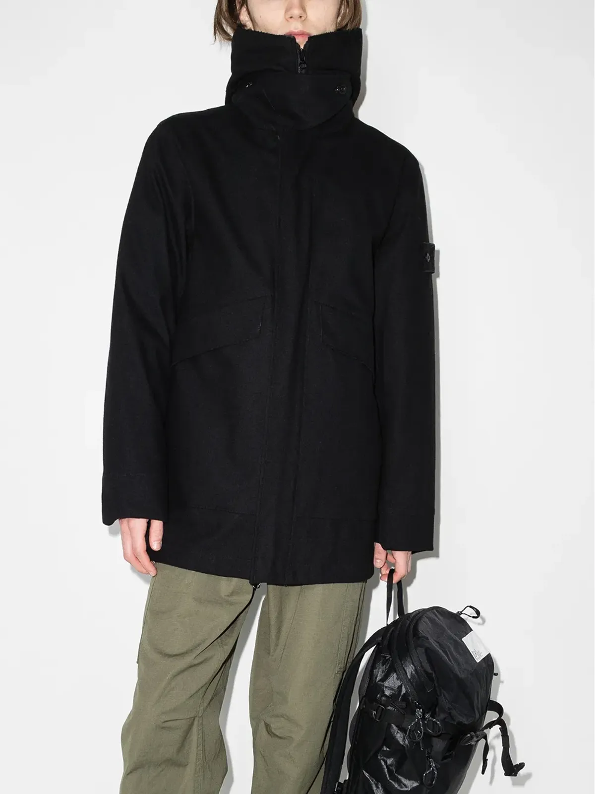 Stone Island コンパスパッチ付きフードジャケット - 画像2