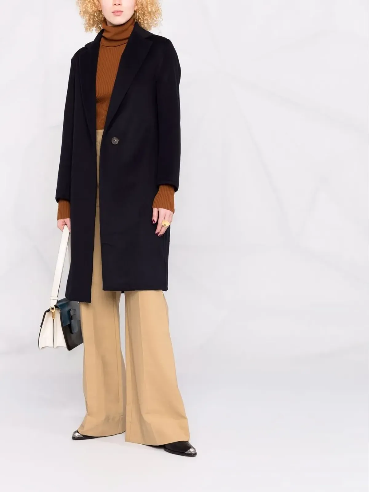 Vince ネイビーのシングルブレスト・フィットコート - 画像2