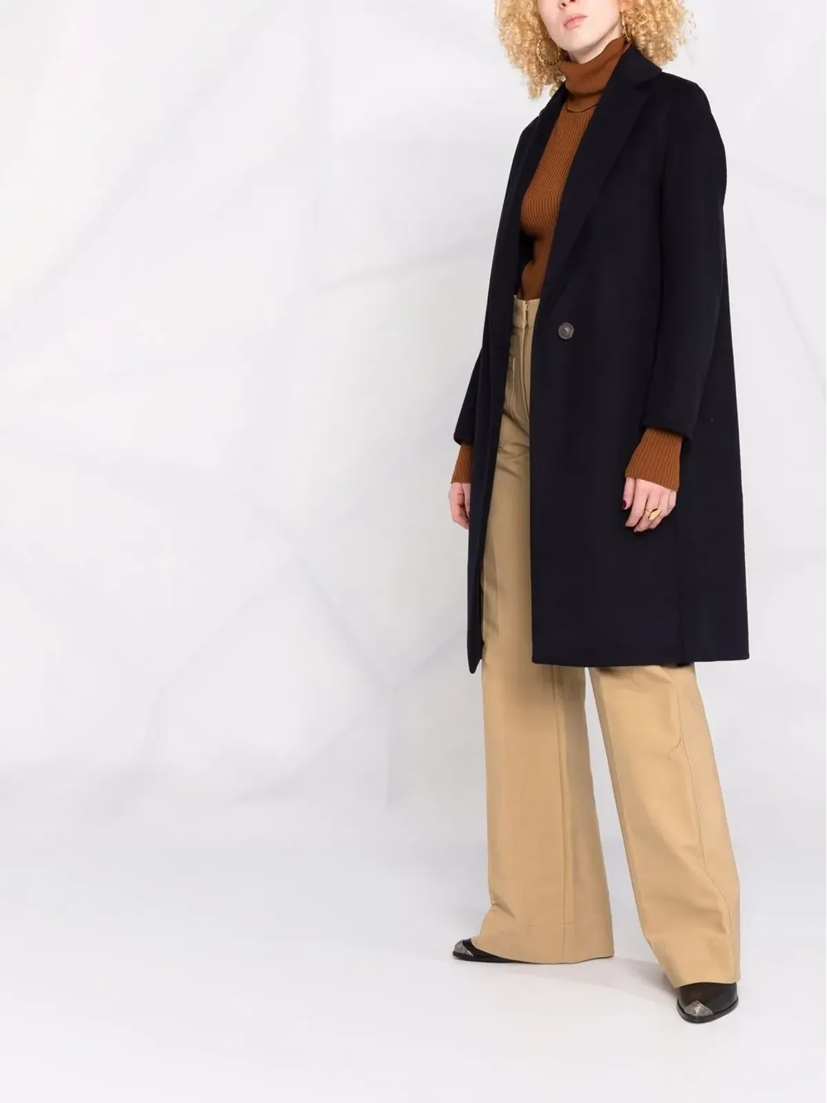Vince ネイビーのシングルブレスト・フィットコート - 画像4