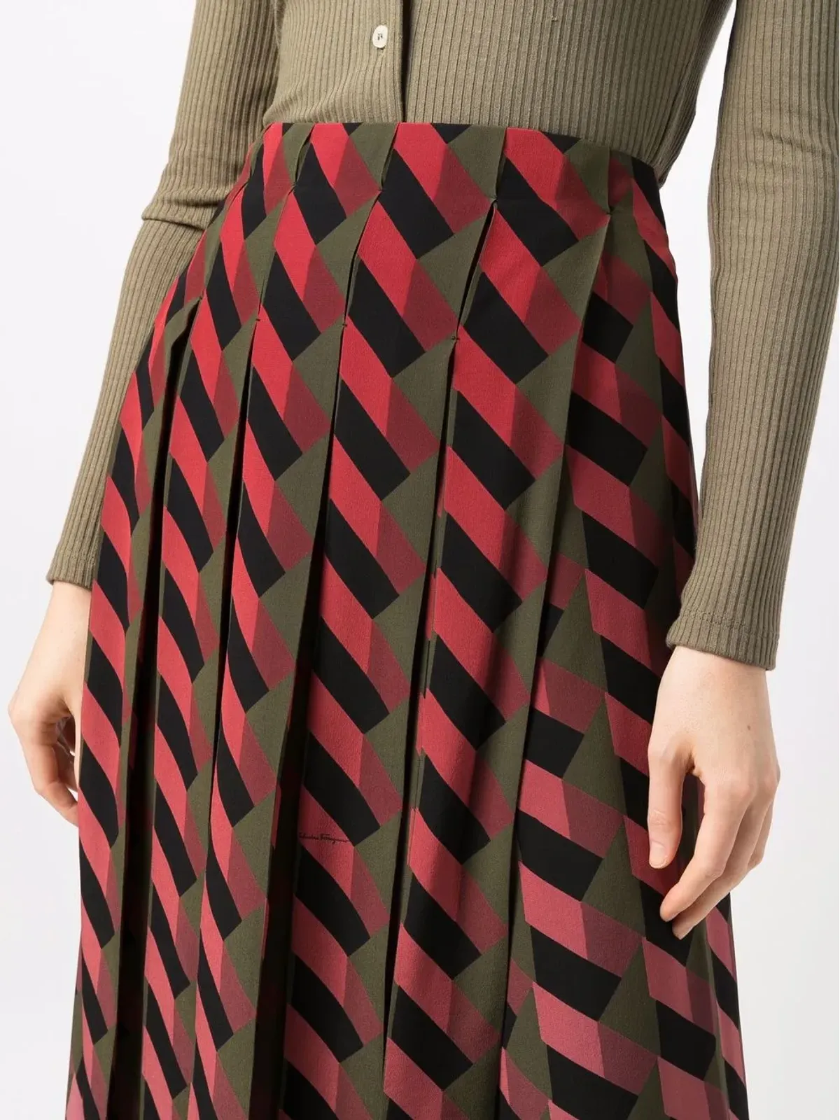 Ferragamo 幾何学柄プリーツスカート - 画像5