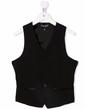 Emporio Armani Kids サテントリム付き ノースリーブ シングルブレスト ウエストコート - サムネイル1