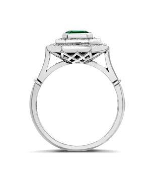 Pragnell Vintage 1911-1940 platinum Art Deco emerald and diamond target ring - Silver - サムネイル2